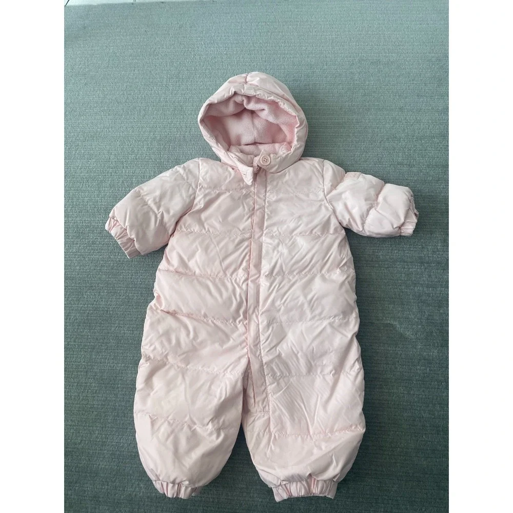 Gap Baby Puffer Snowsuit Bunting One Piece Coat Size 0-6M Pink Cozy Warm Outdoor